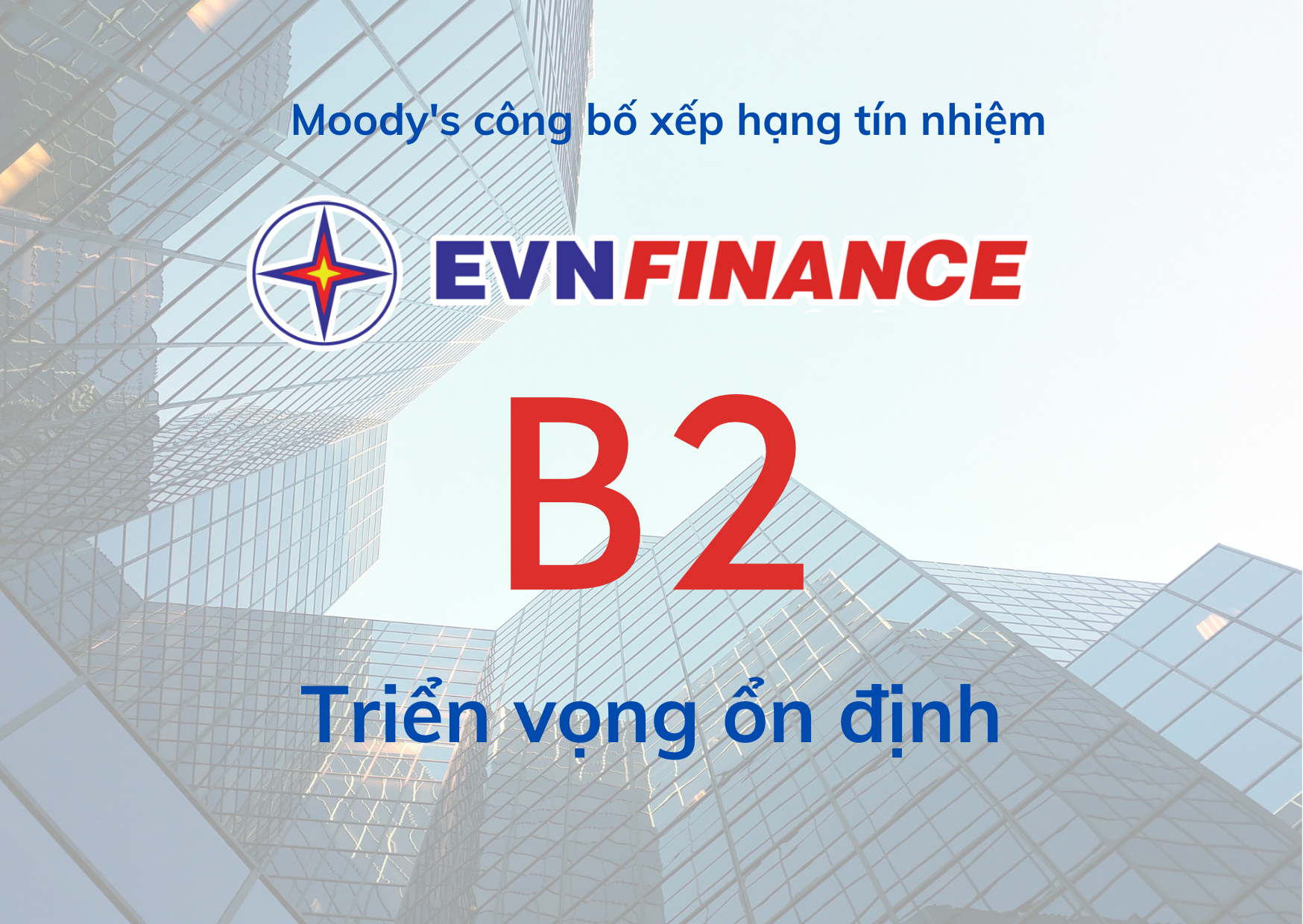 Moody’s xếp hạng tín nhiệm EVNFinance B2 năm thứ hai liên tiếp.